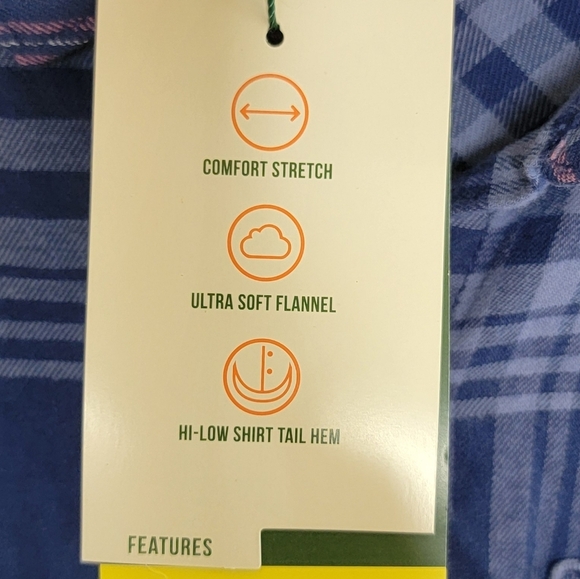 NWT Orvis | Blue Pink Plaid Stretch Flannel Button Front Shirt Size Small - Picture 6 of 7